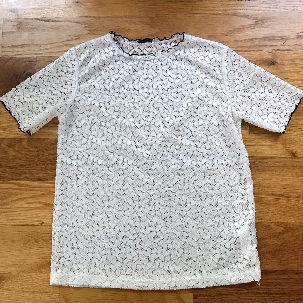Zara Lace Mockneck Top